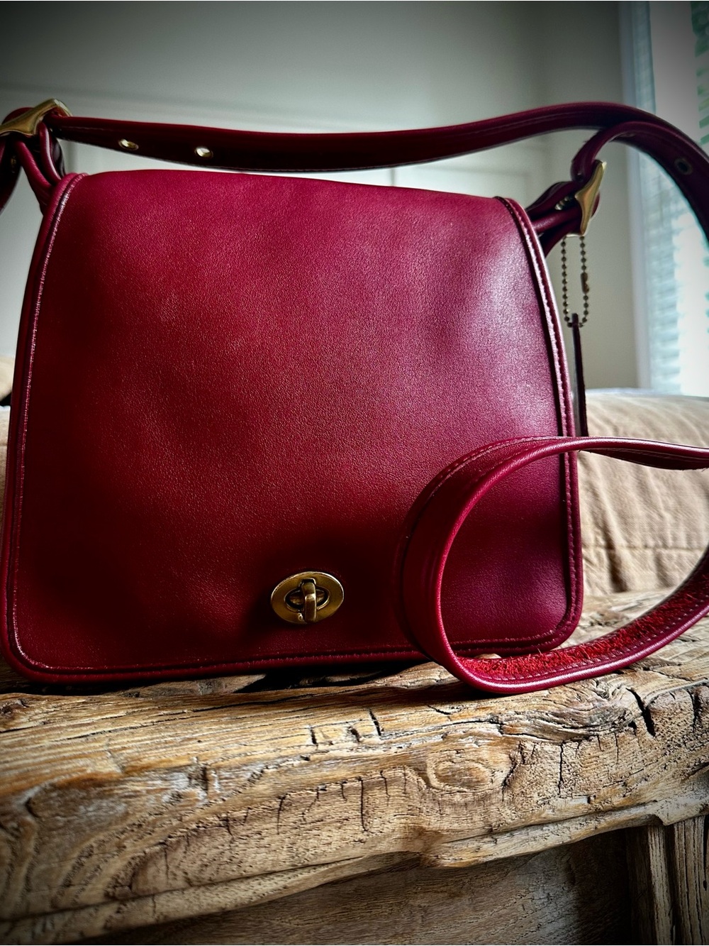 Authentic Coach Legacy Companion Bag in a stunning red